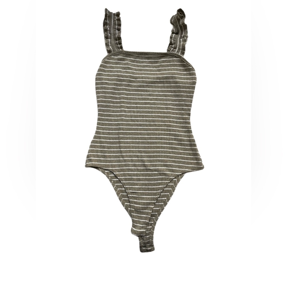 Le Lis Olive Striped Bodysuit